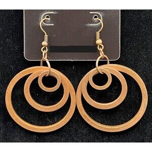 Handmade Aged Copper Tone Three Layered Circle Earrings by Neanie-Bot